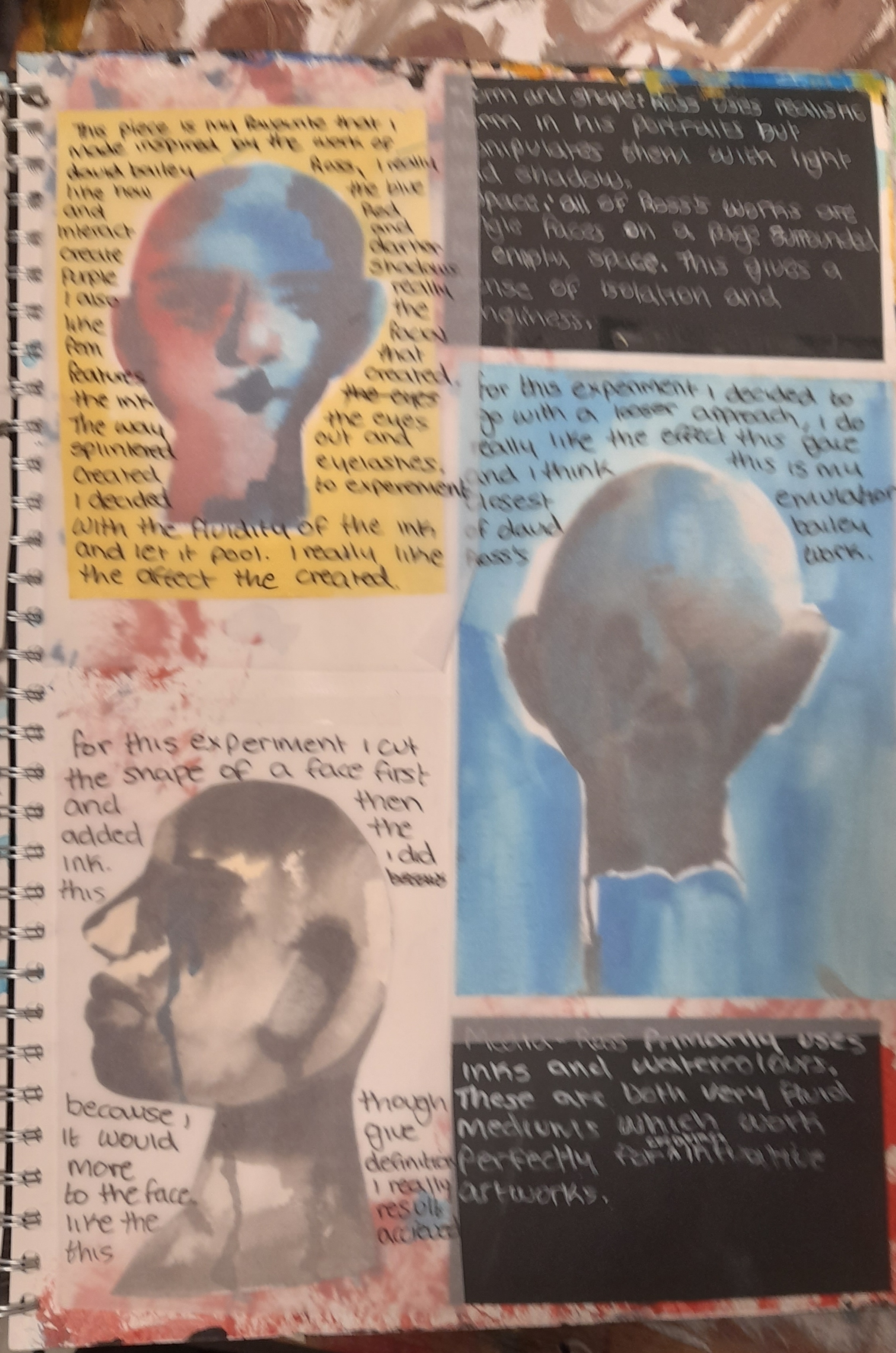 This is another sketchbook workshop inspired by David Bailey Ross, I have a semi analysis of his works along with my own attempts at working in his style.