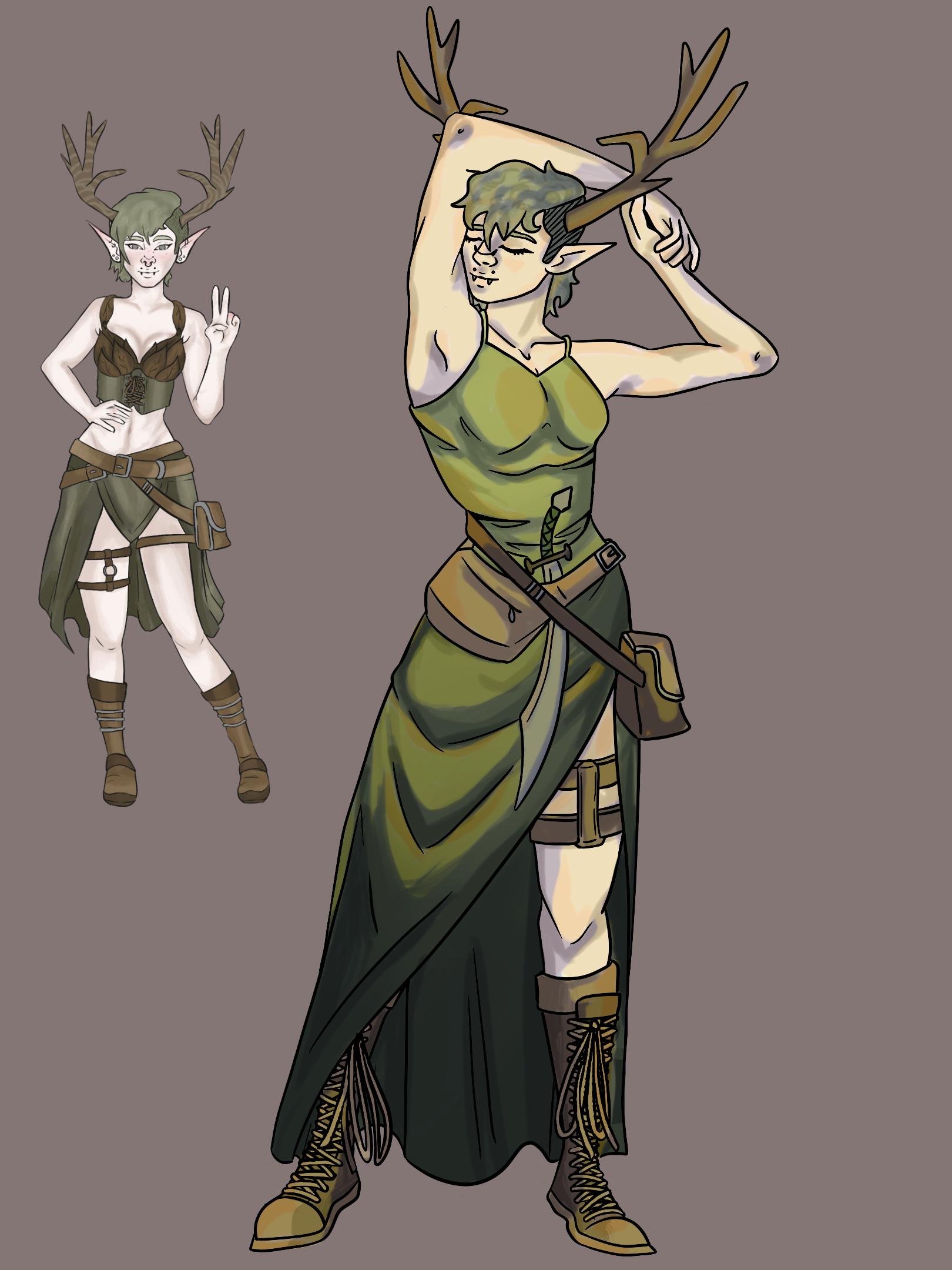 This character design is my DND (dungeons and dragons) character, they are a wood elf Druid and their name is Vandor, which means Forest in elvish. I love the rendering of this piece.