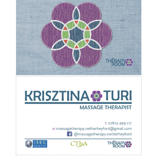 The Therapy Room business card (front and back)