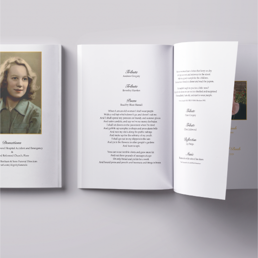 Funeral Order of Service (inside and back)