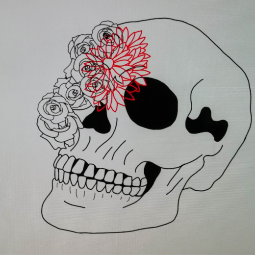 Developed Skull and Flowers
